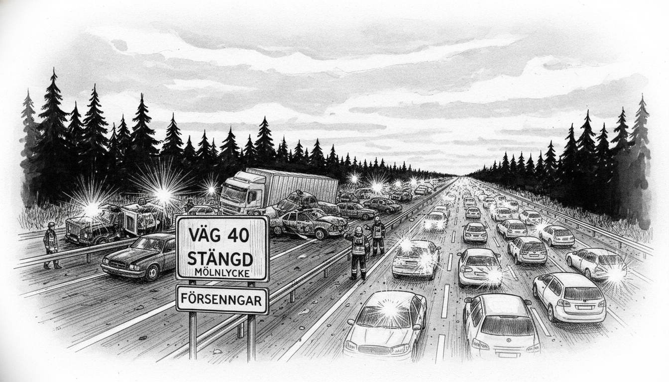 Multi-Vehicle Crash Closes Highway 40 Near Mölnlycke