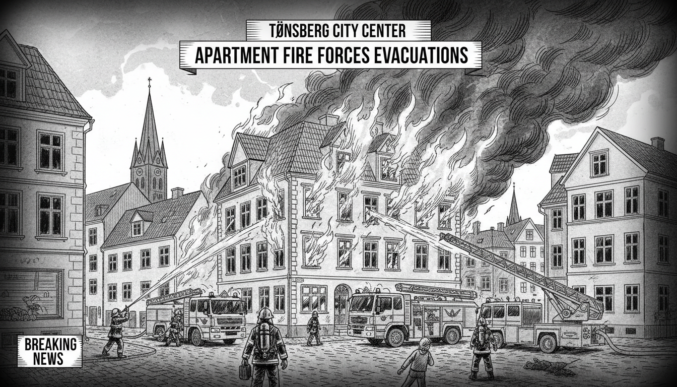 Apartment Building Fire Forces Evacuations in Tønsberg City Center