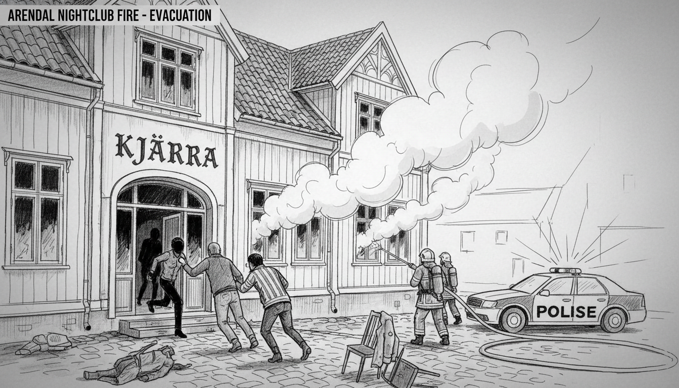 Bar Evacuation After Fire in Arendal Nightclub