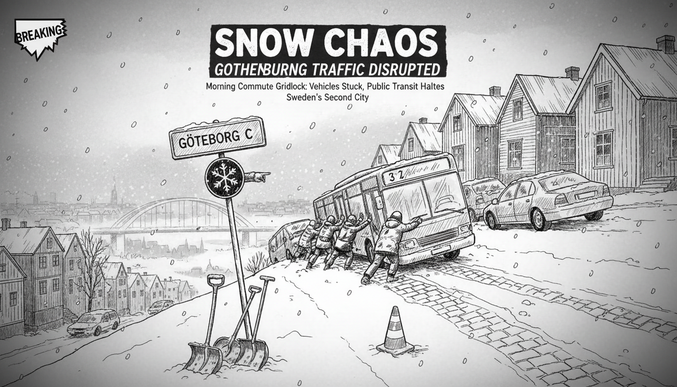 Snow Chaos Disrupts Gothenburg Traffic During Morning Commute
