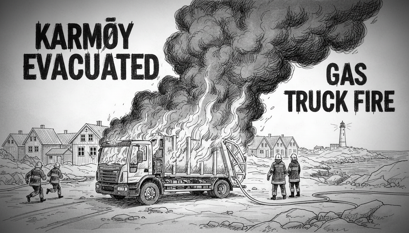 Gas-Powered Garbage Truck Fire Prompts Evacuation on Karmøy