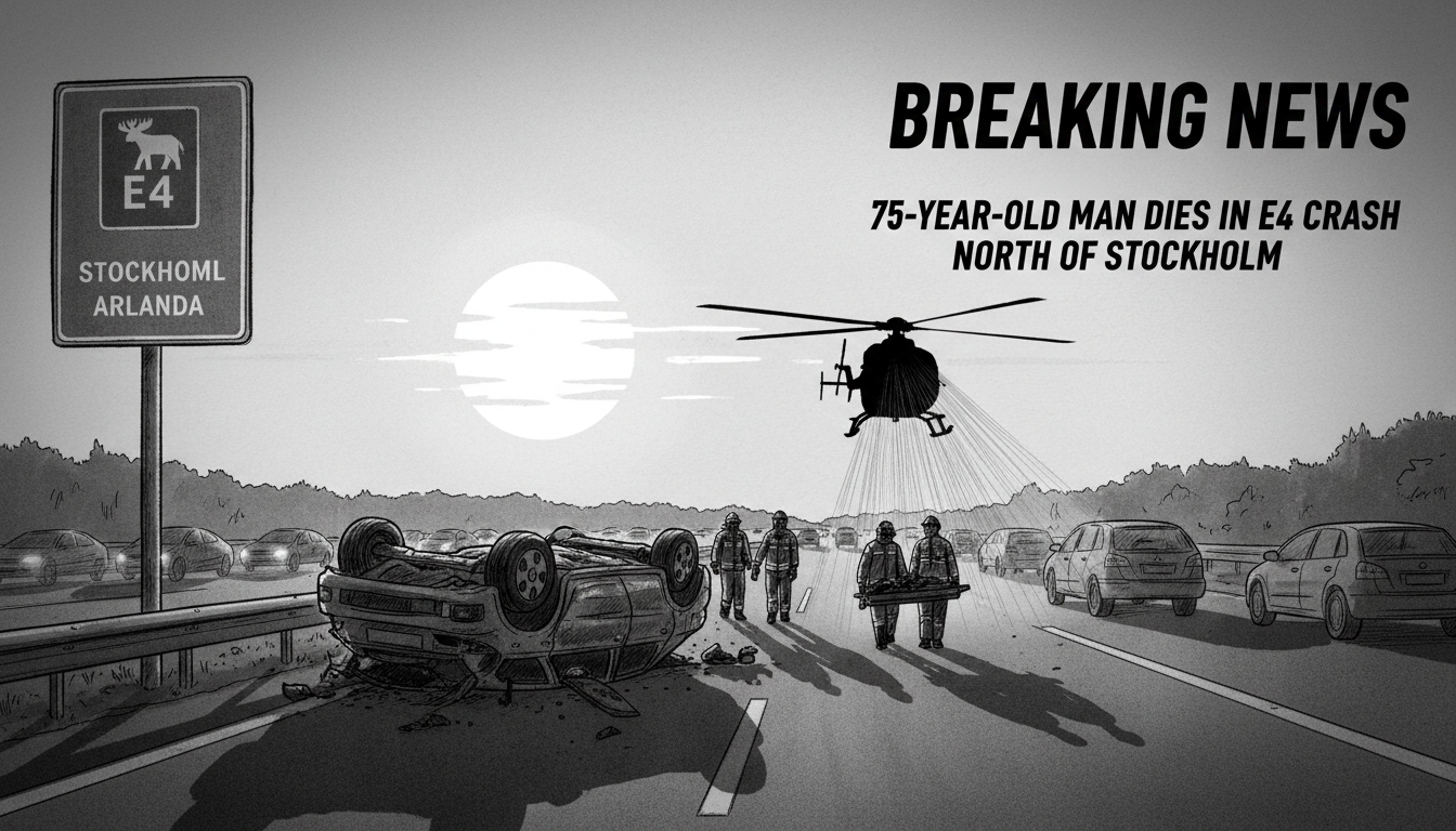 75-Year-Old Man Dies in E4 Crash North of Stockholm
