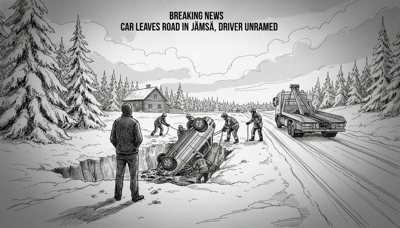 Car Leaves Road in Jämsä, Driver Escapes Unharmed