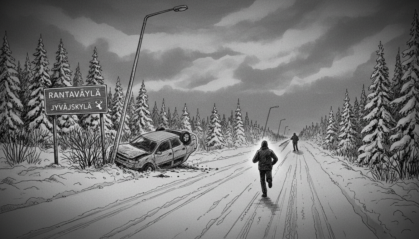 Car Leaves Roadway on Jyväskylä's Rantaväylä - Driver Fled Scene