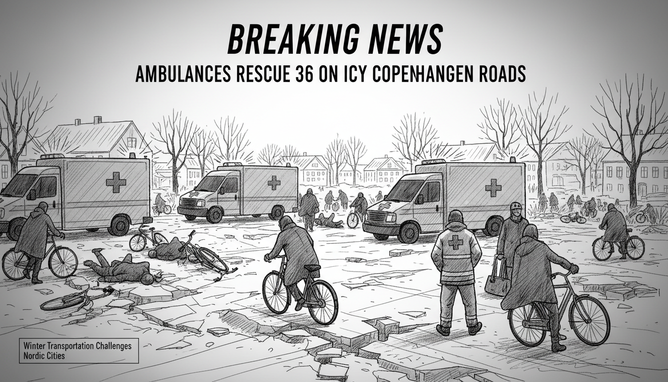 Ambulances Rescue 36 People on Icy Copenhagen Roads