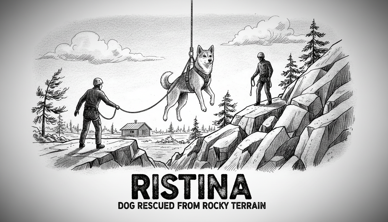 Dog Rescued from Rocky Terrain in Ristiina