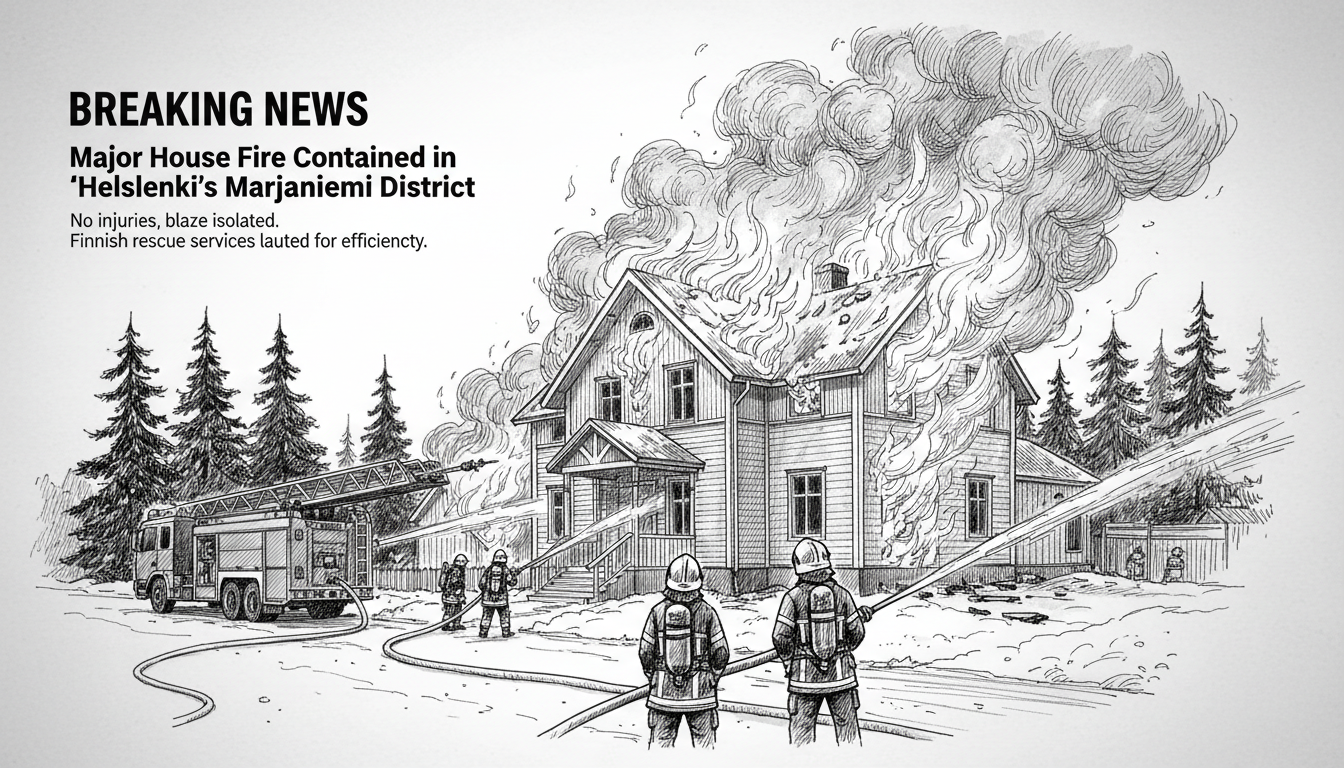 Major House Fire Contained in Helsinki's Marjaniemi District