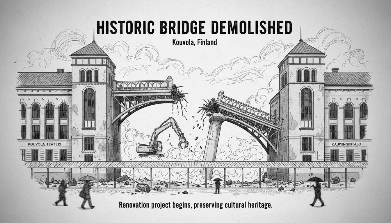 Historic Bridge Between Kouvola Theater and Municipal Building Demolished