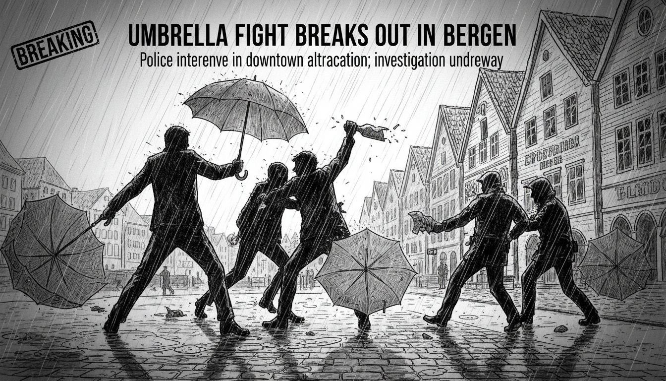 Umbrella Fight Breaks Out in Bergen City Center