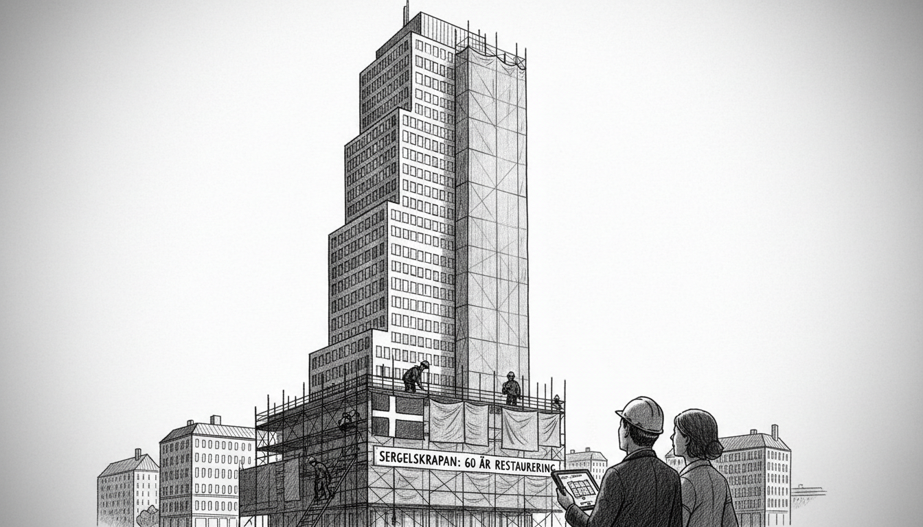 Stockholm's Iconic Sergelskrapan Tower Gets Color Restoration After 60 Years