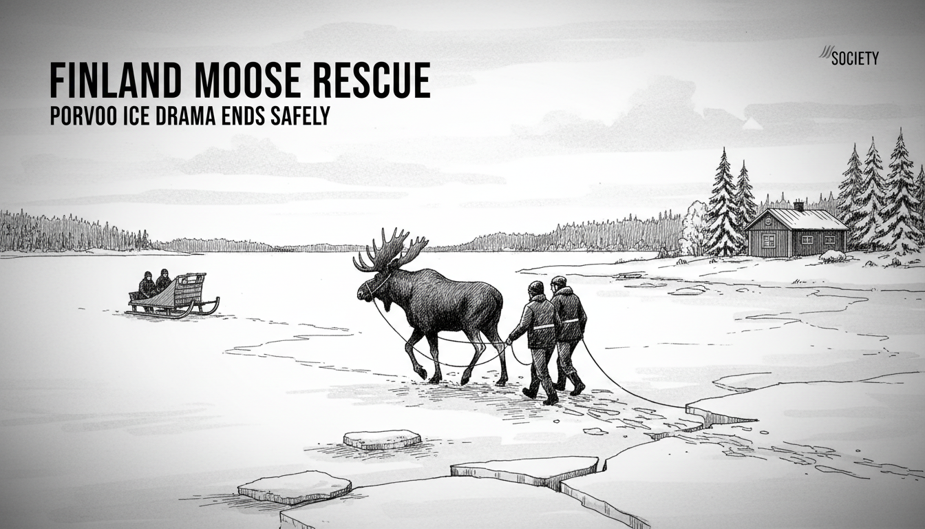 Finland Moose Rescue: Porvoo Ice Drama Ends Safely