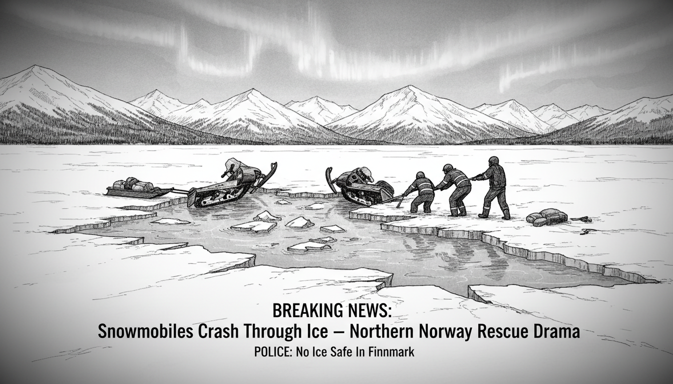 Two Snowmobiles Break Through Ice in Northern Norway