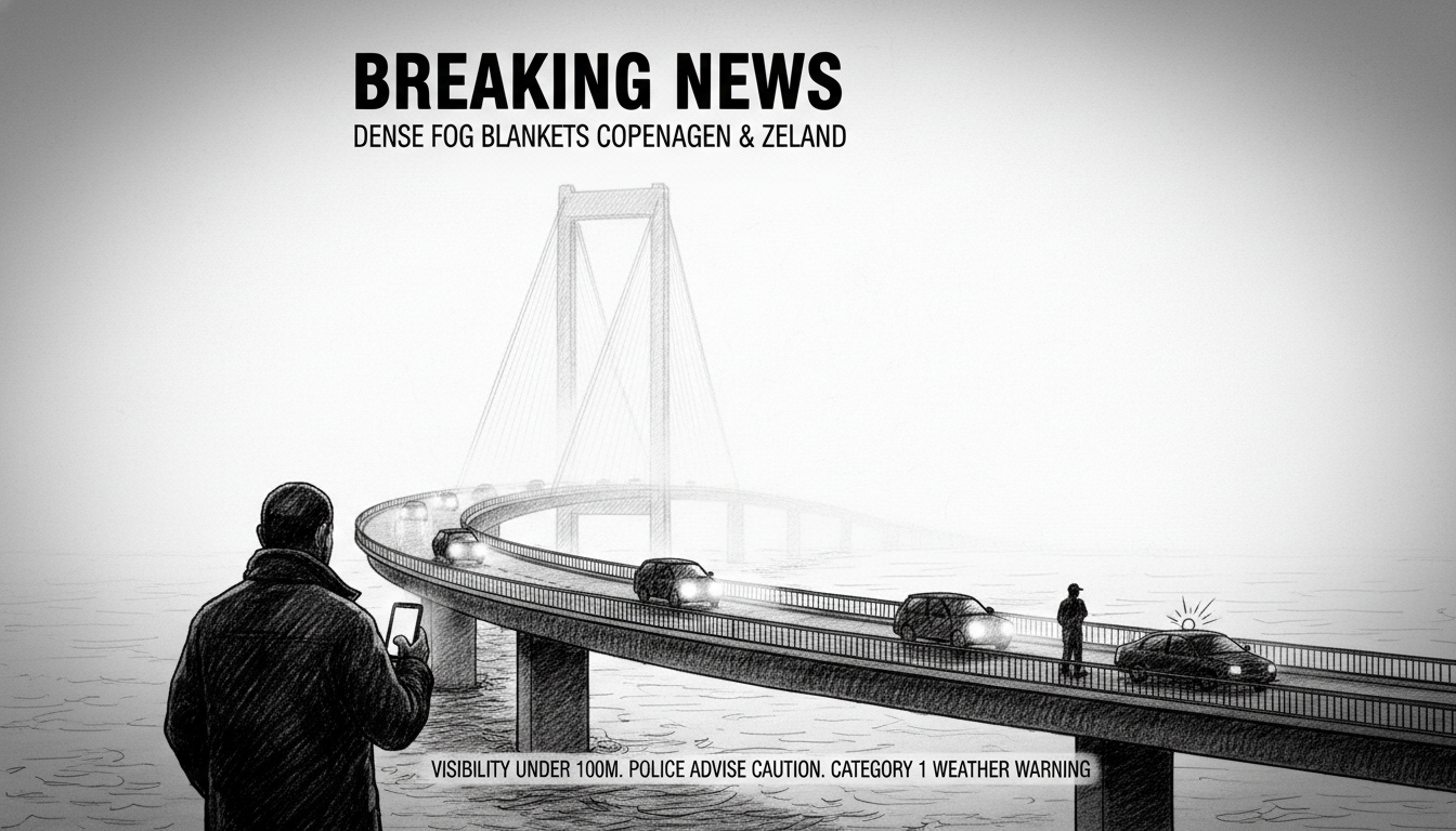 Dense Fog Blankets Copenhagen and Zealand Overnight