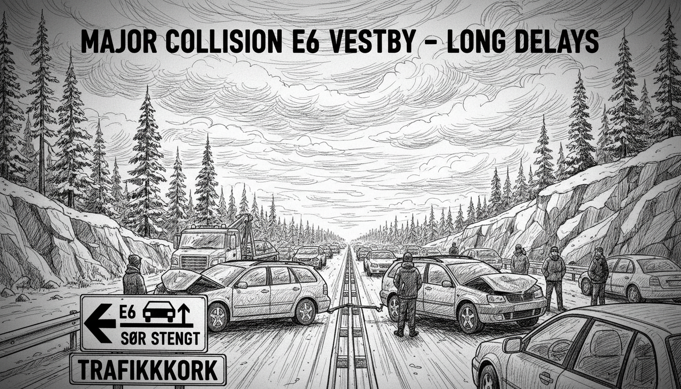 Major Collision on E6 Highway Creates Long Delays Near Vestby