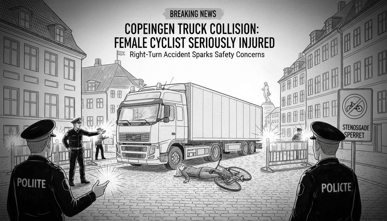 Female Cyclist Seriously Injured in Copenhagen Truck Collision