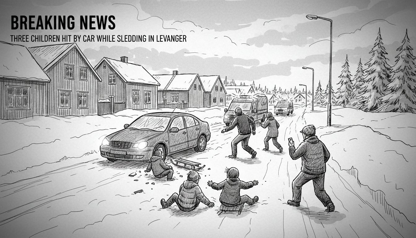 Three Children Hit by Car While Sledding in Levanger