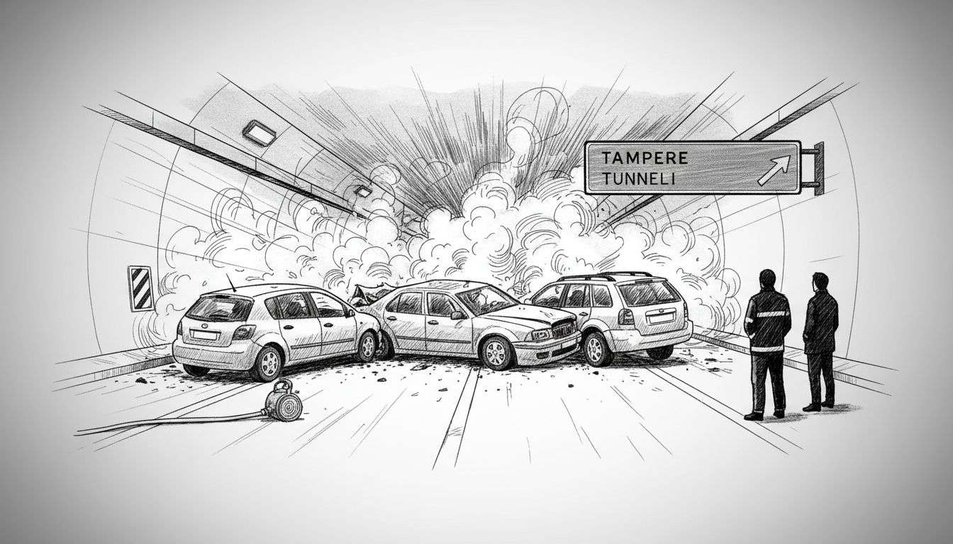 Multi-Vehicle Collision Closes Tampere Tunnel During Rush Hour