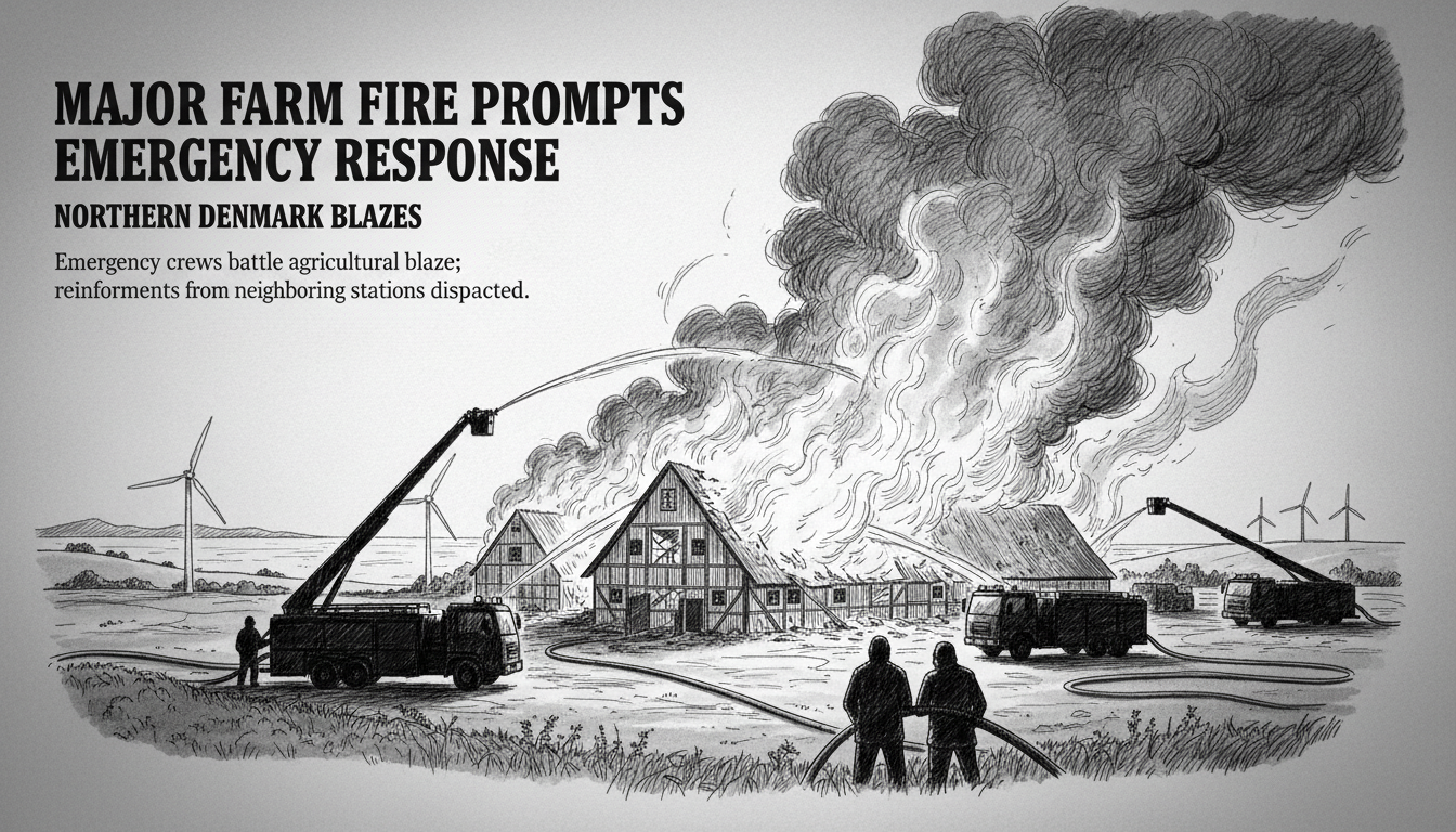 Major Farm Fire Prompts Emergency Response in Northern Denmark