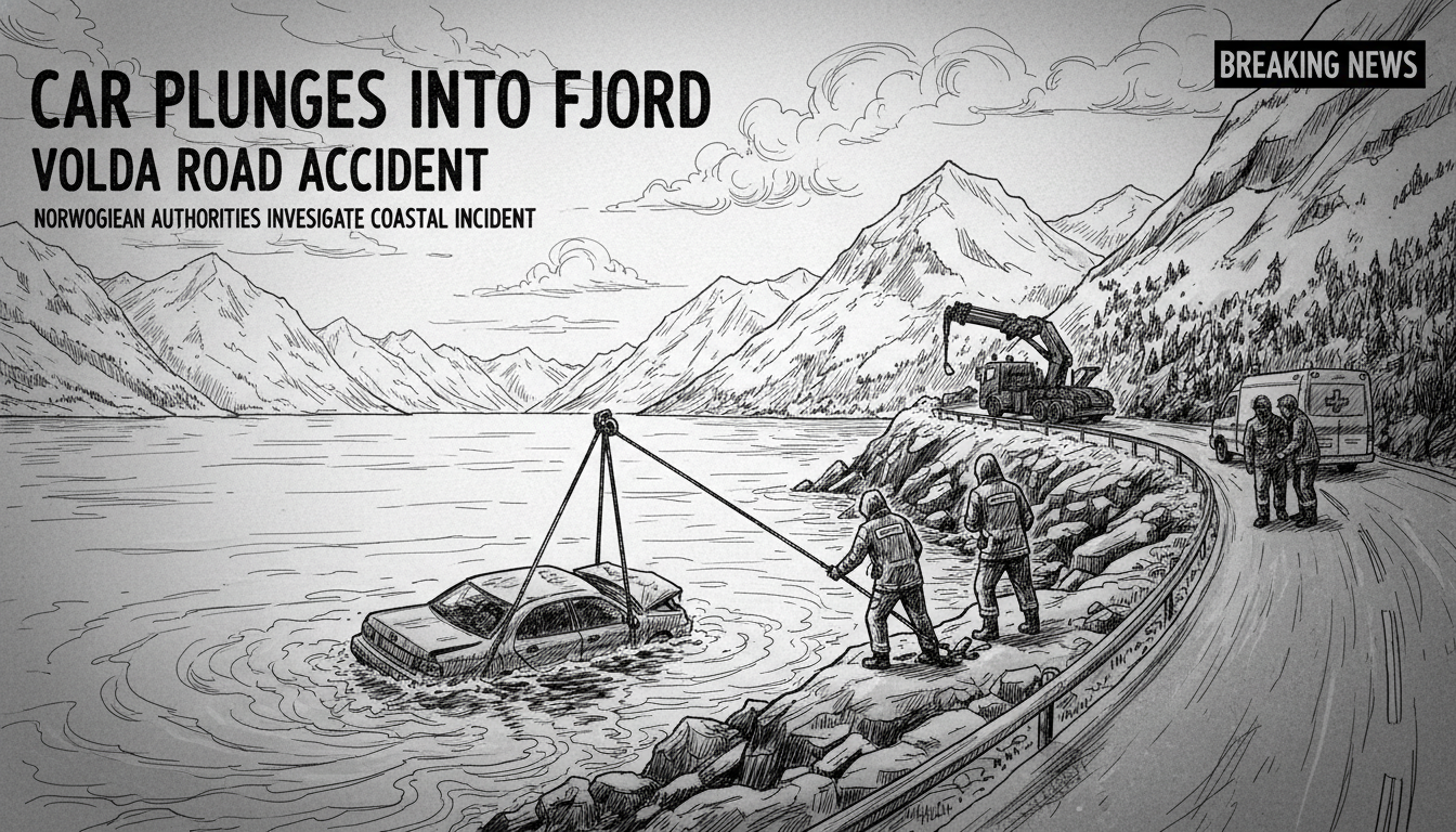 Car Plunges into Fjord During Volda Road Accident