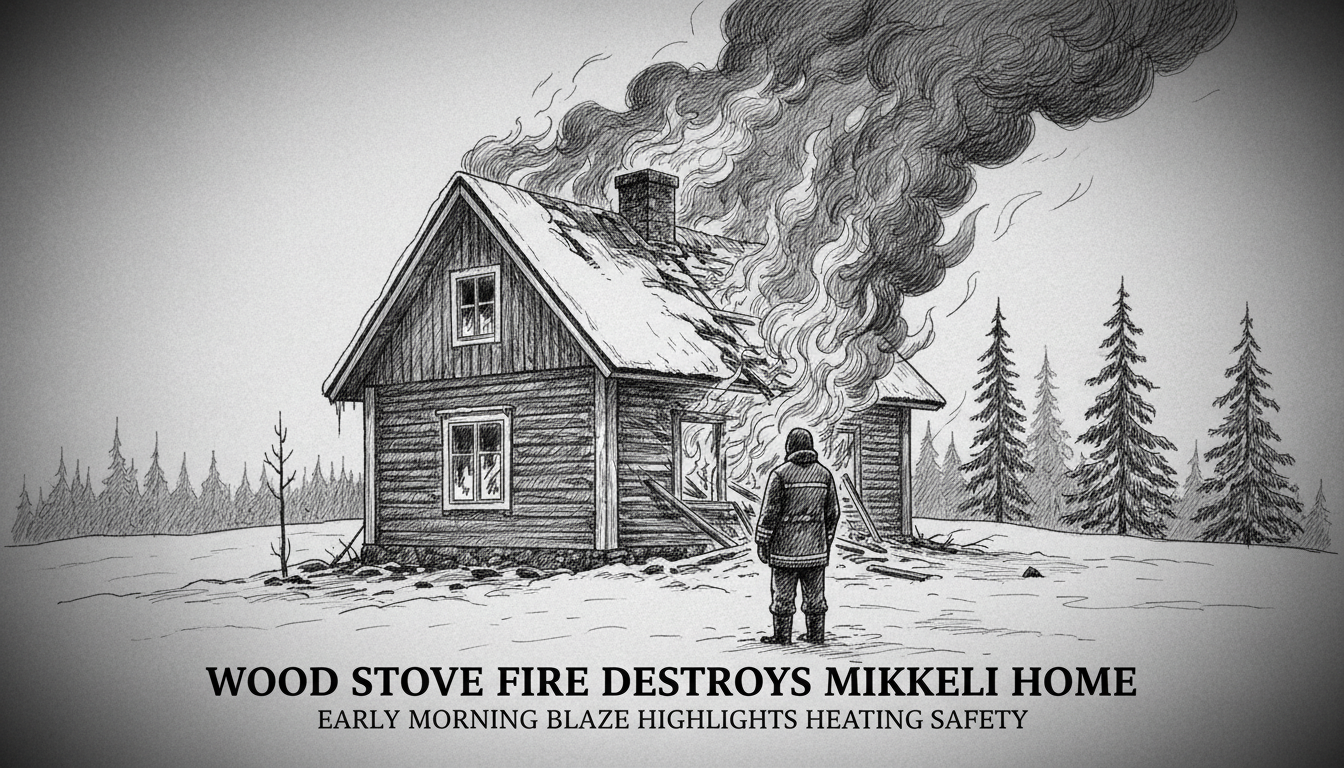 Wood Stove Fire Destroys Mikkeli Home in Early Morning Blaze