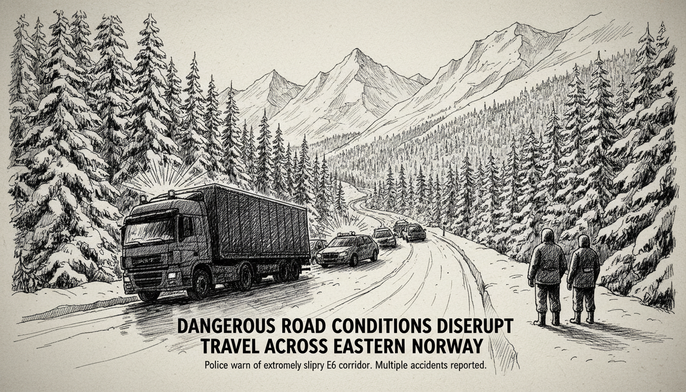 Dangerous Road Conditions Disrupt Travel Across Eastern Norway