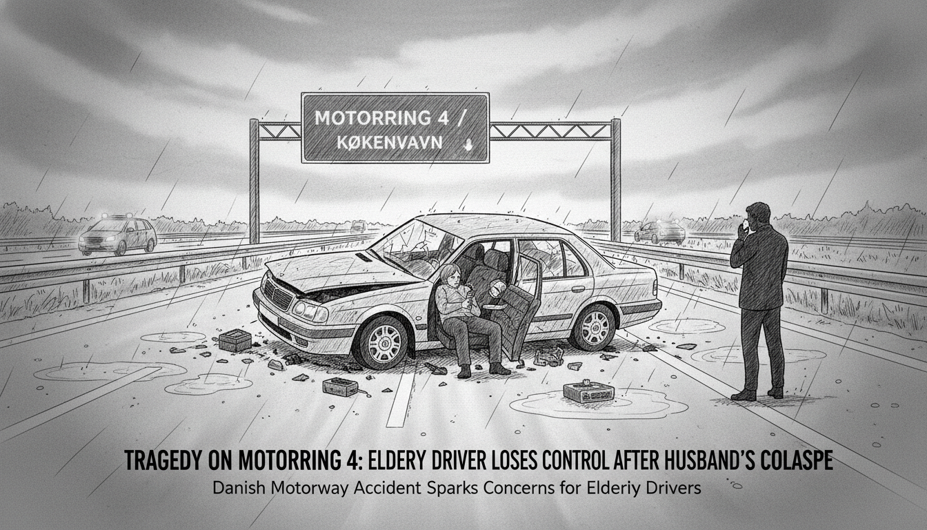 Woman Crashes After Husband Falls Ill in Car on Danish Motorway