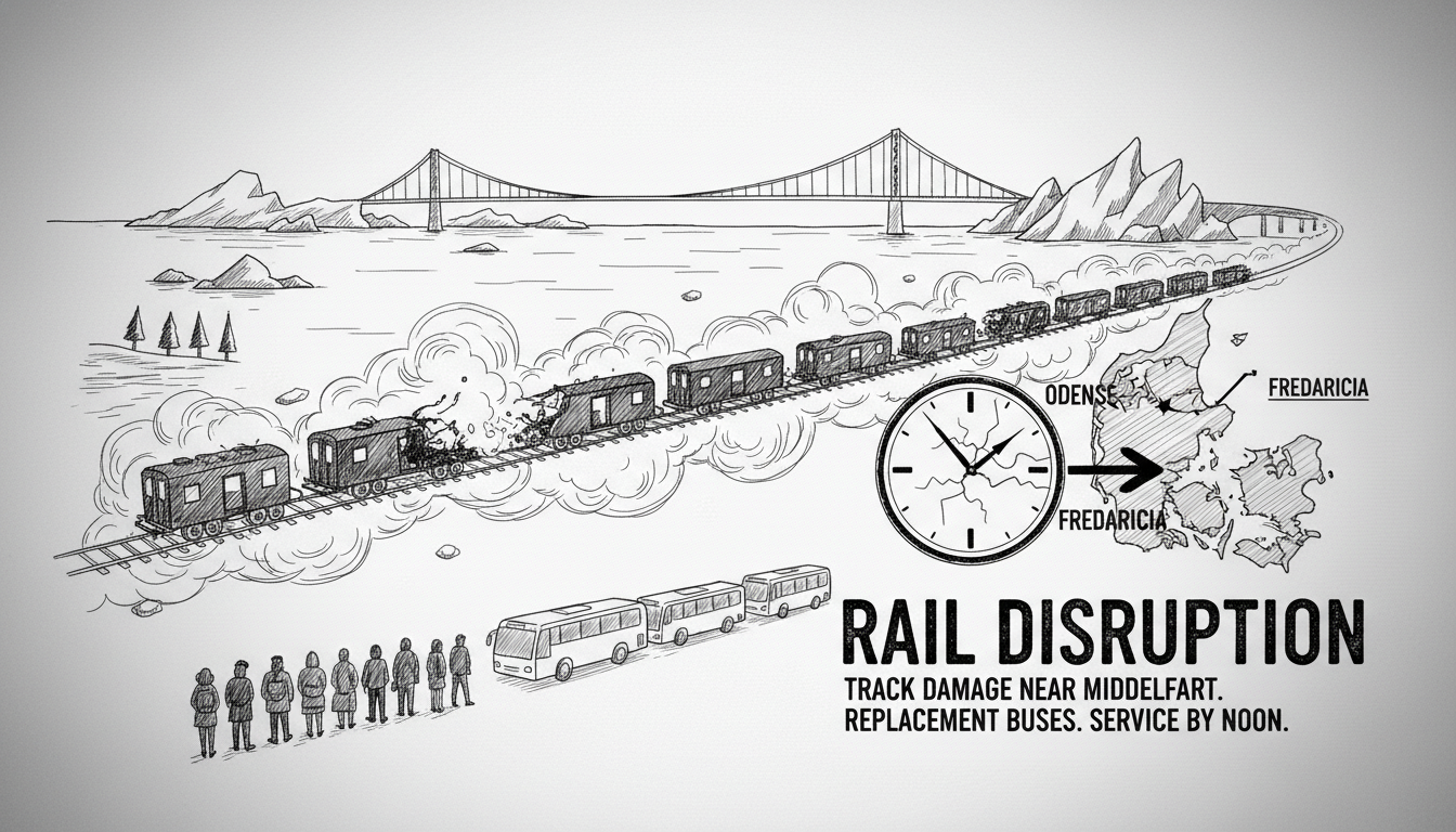 Rail Disruption Between Odense and Fredericia After Track Damage