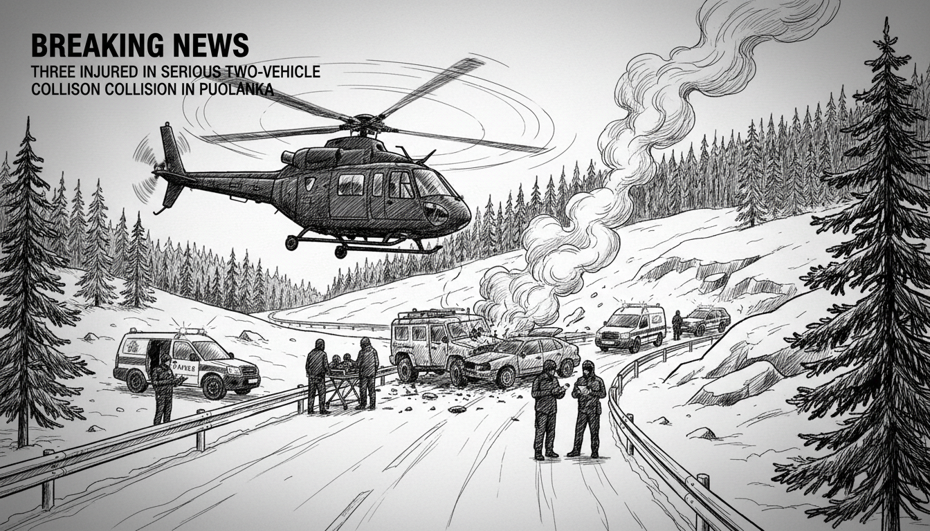 Three Injured in Serious Two-Vehicle Collision in Puolanka