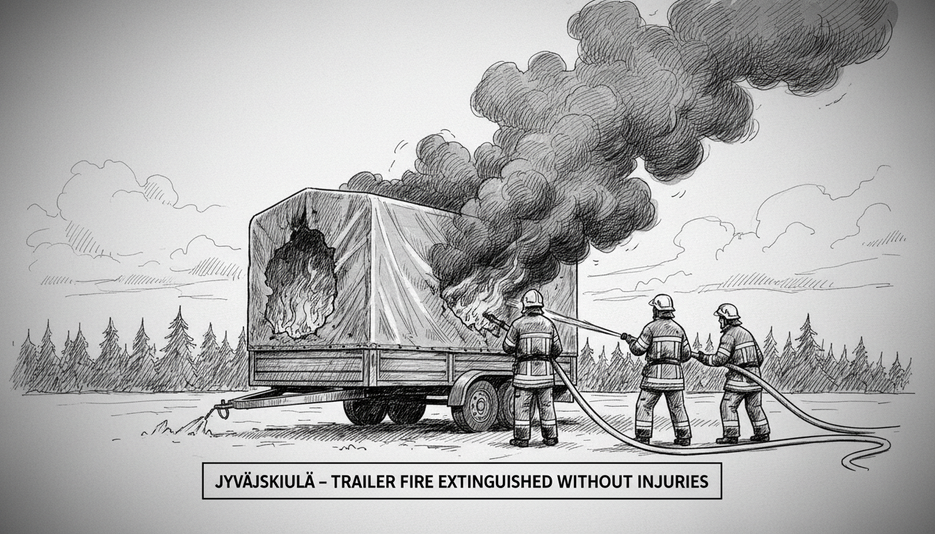 Covered Trailer Fire Extinguished in Jyväskylä Without Injuries
