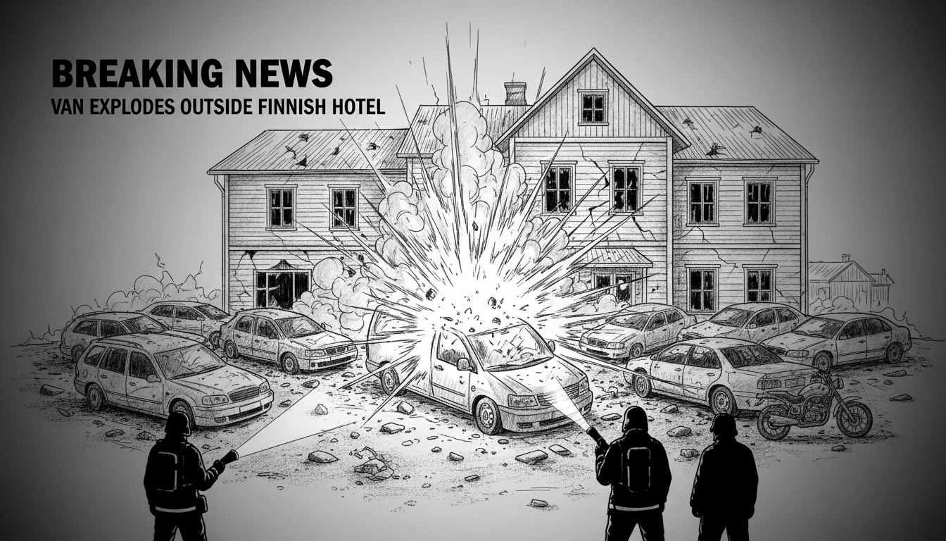 Van Explodes Outside Finnish Hotel, Destroying Multiple Vehicles