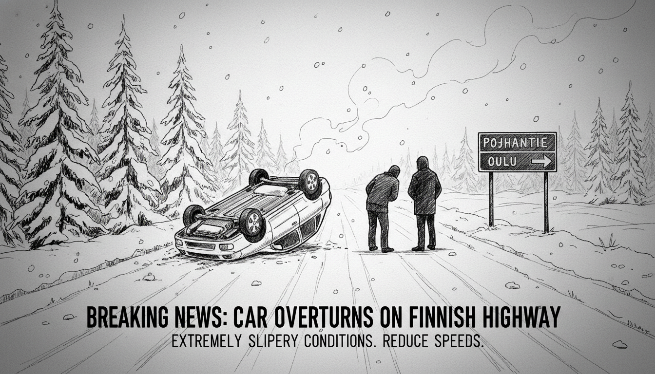 Car Overturns on Finnish Highway Near Oulu