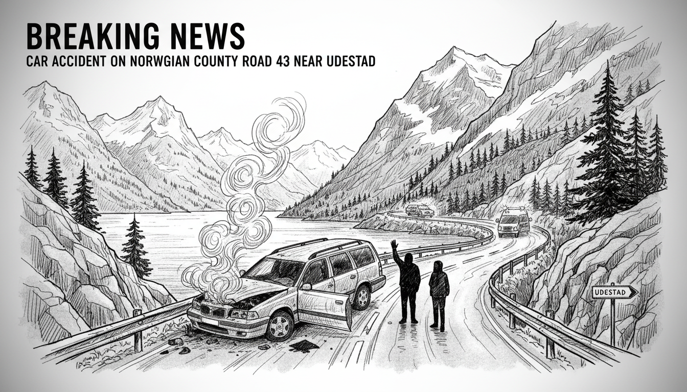 Car Accident on Norwegian County Road 43 Near Udestad