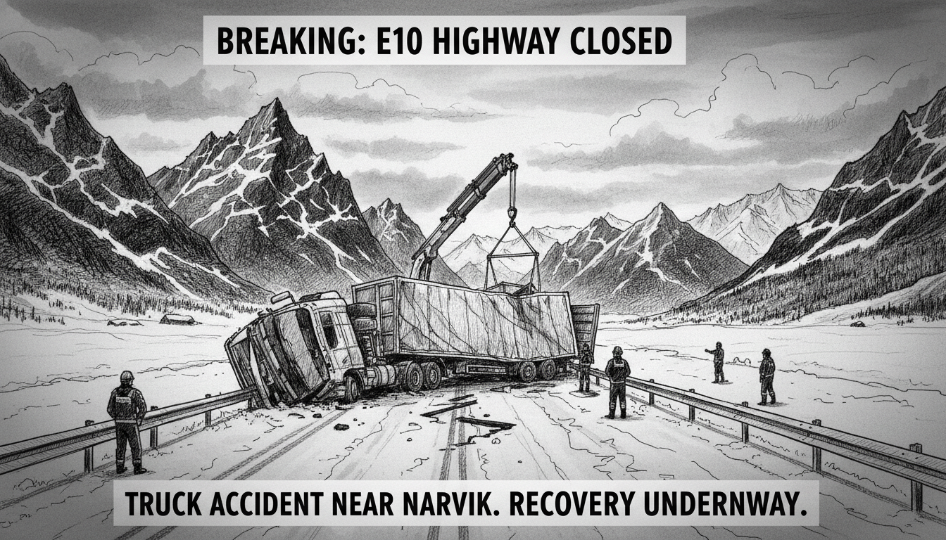 E10 Highway Closed After Truck Accident Near Narvik