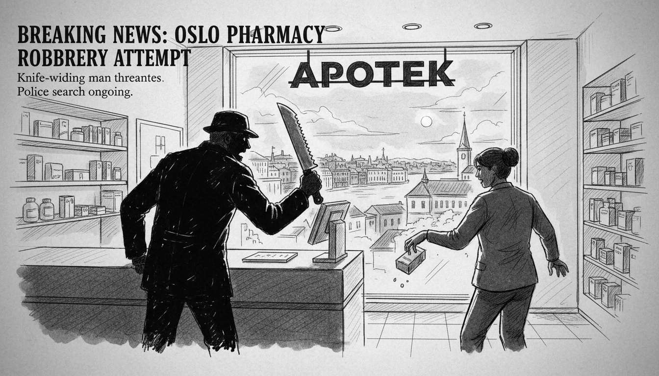 Knife-wielding man attempts Oslo pharmacy robbery with death threats
