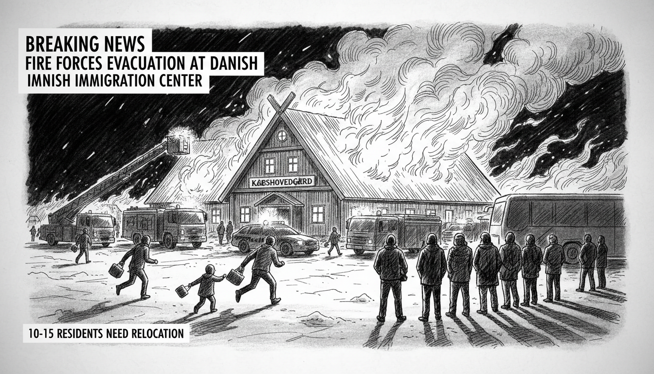 Fire Forces Evacuation at Danish Immigration Center, 10-15 Residents Need Relocation