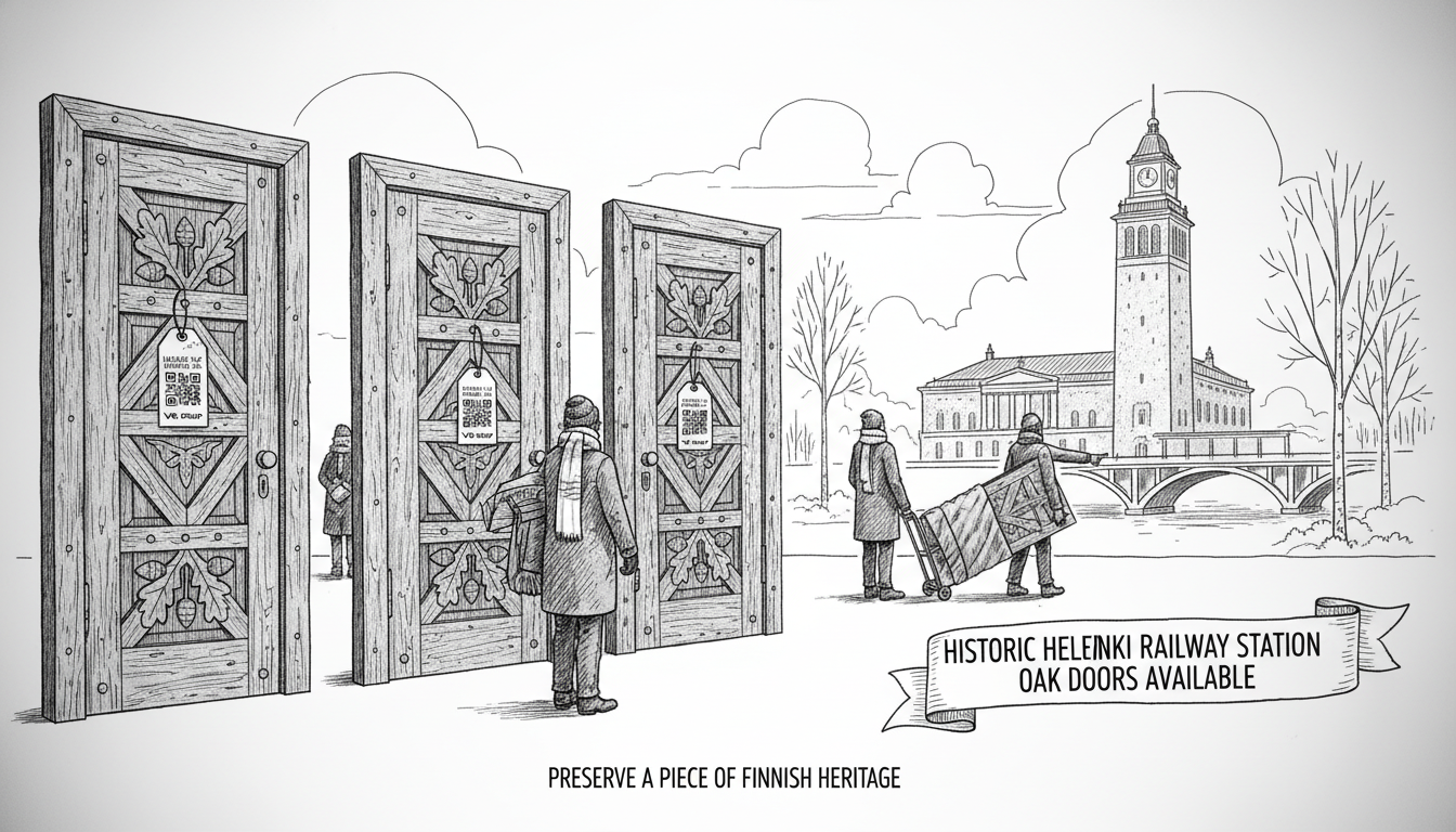 Historic Helsinki Railway Station Oak Doors Available for Public Purchase