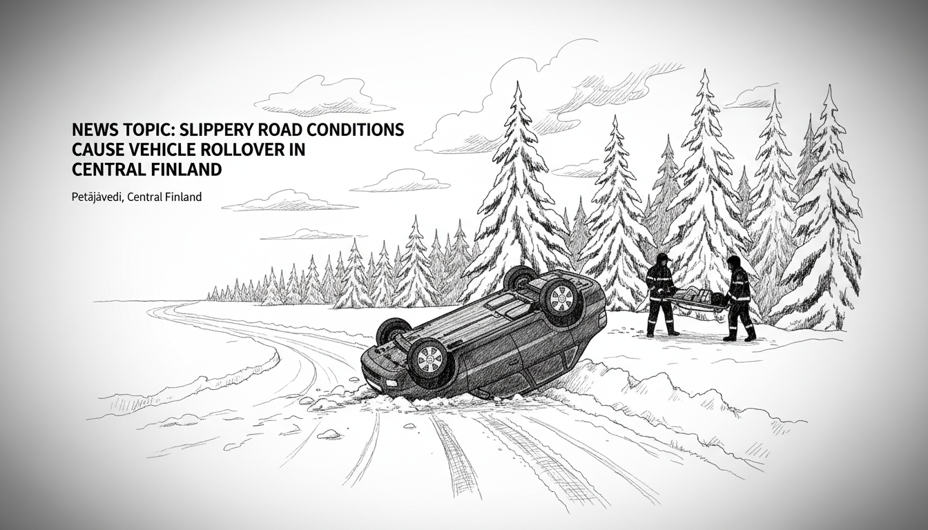 Slippery Road Conditions Cause Vehicle Rollover in Central Finland