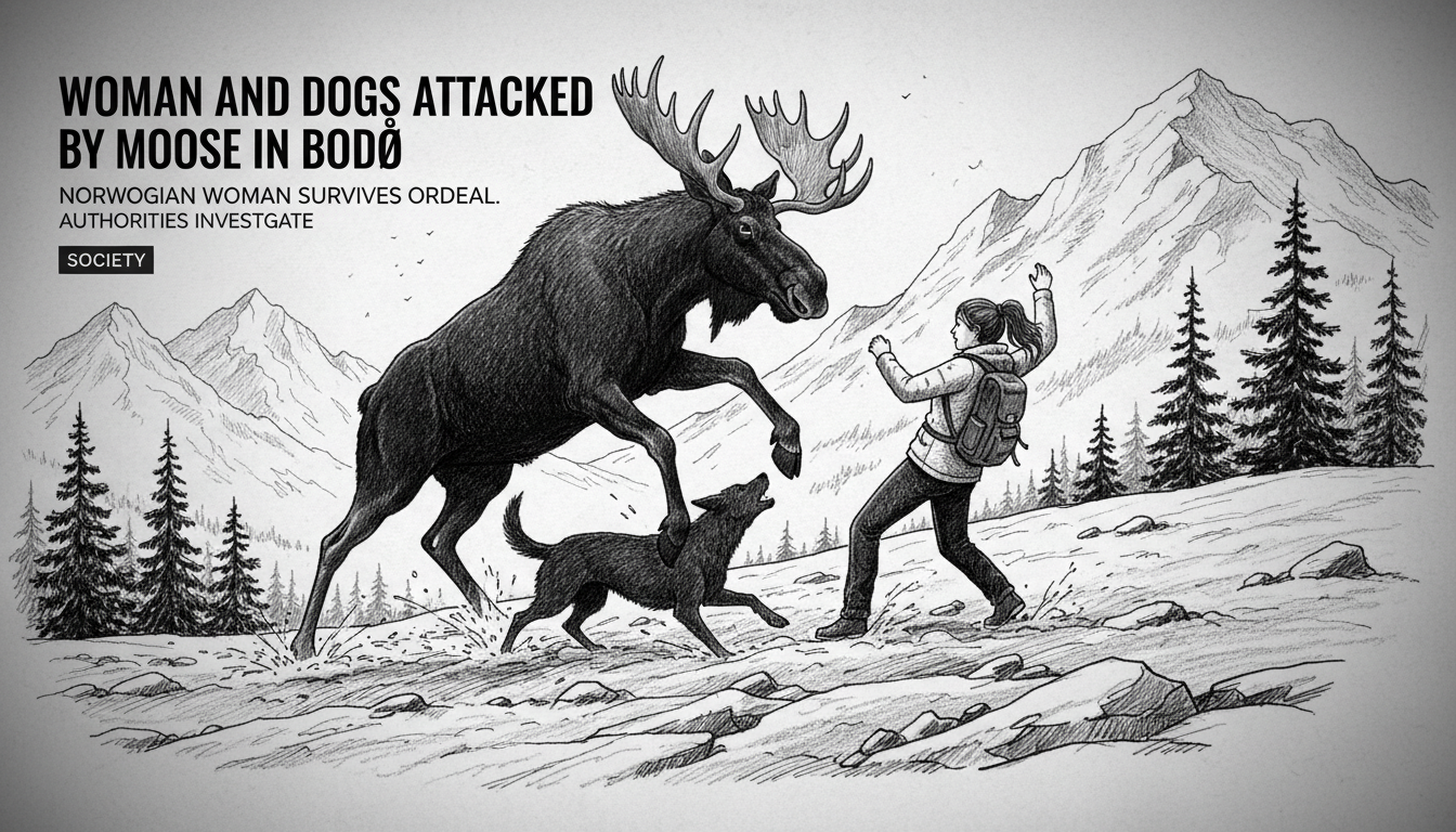 Woman and Dogs Attacked by Moose in Bodø