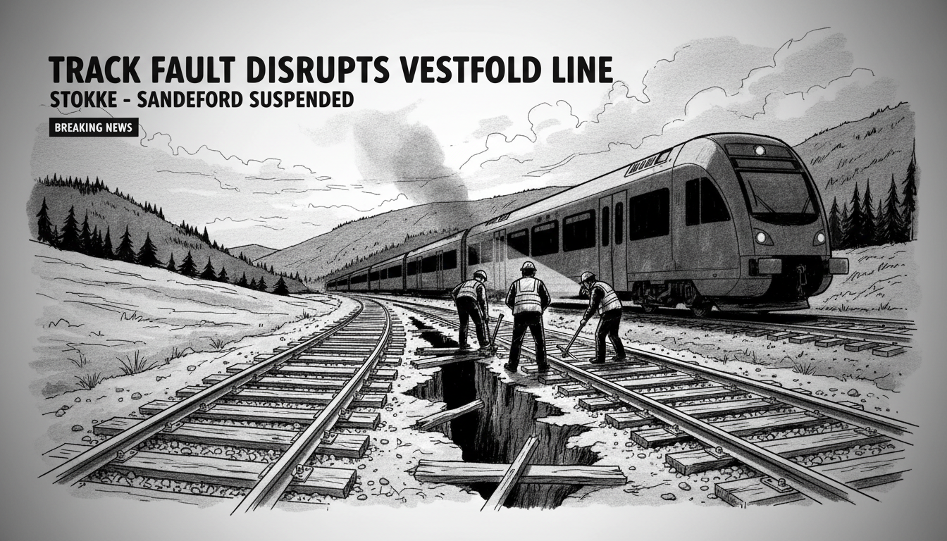 Track Fault Disrupts Vestfold Railway Line Between Stokke and Sandefjord