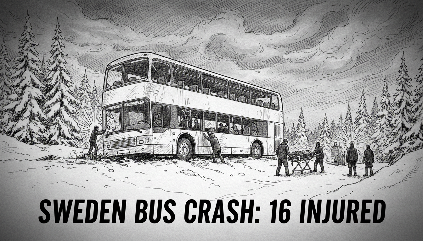 Sweden Bus Crash: 16 Injured in Double-Decker Accident