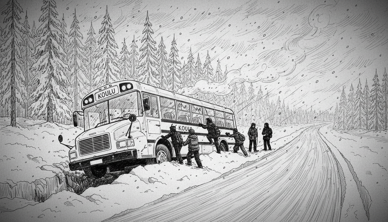 School Bus Carrying Dozens of Students Veers into Ditch in Central Finland