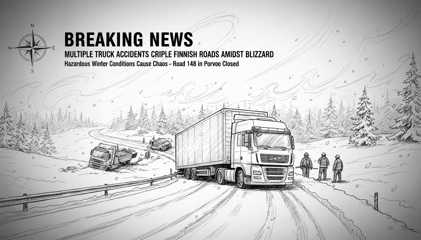 Multiple Truck Accidents Disrupt Finnish Roads Amid Poor Weather