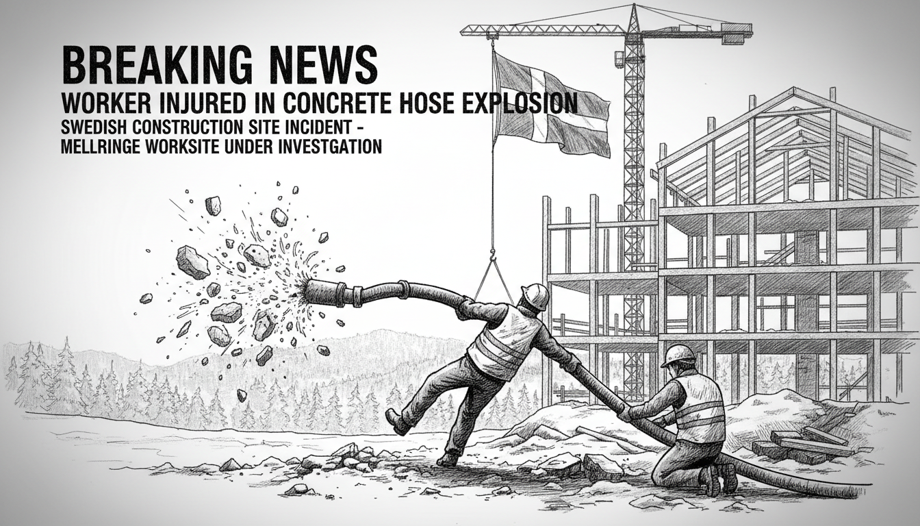 Worker Injured in Concrete Hose Explosion at Swedish Construction Site