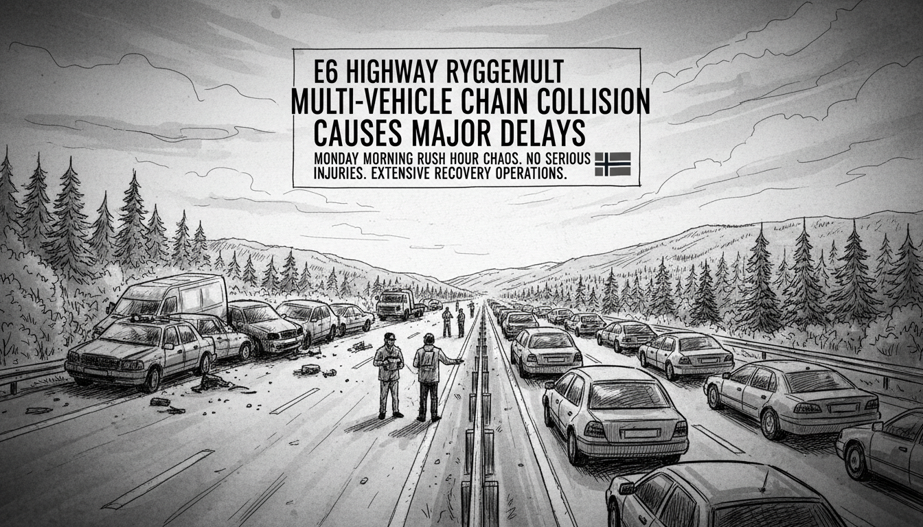 Multi-Vehicle Chain Collision Causes Major Delays on E6 Highway Near Rygge