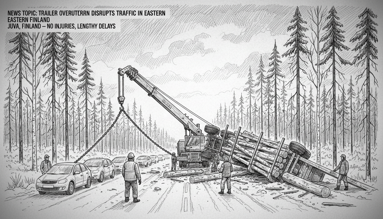 Trailer Overturn Disrupts Traffic in Eastern Finland Through the Night