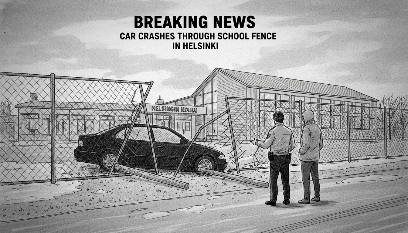 Car Crashes Through School Fence in Helsinki
