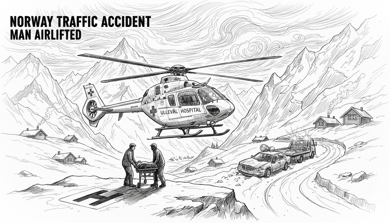 Norway Traffic Accident: Man Airlifted to Ullevål Hospital