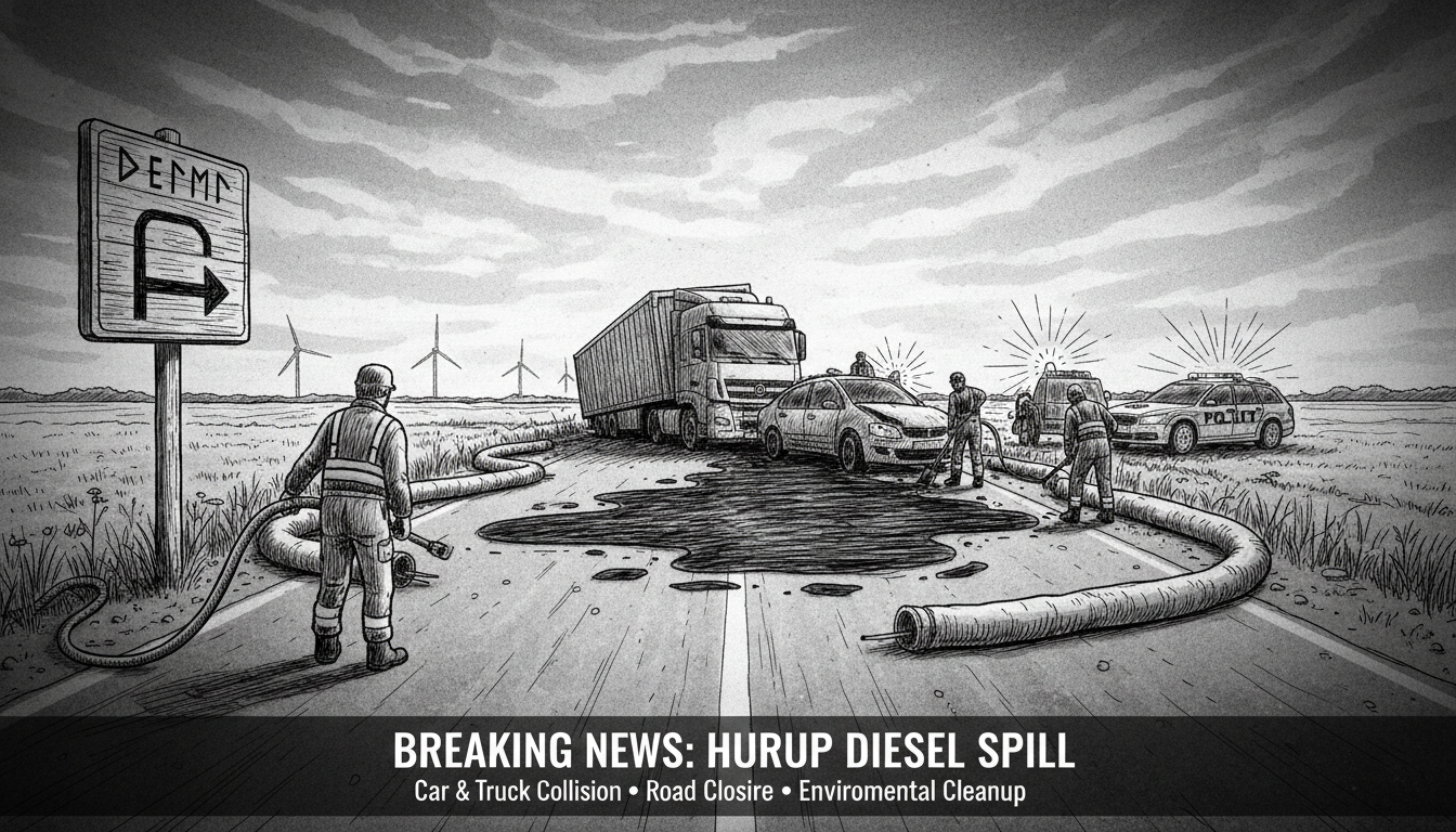 Car and Truck Collision Near Hurup Causes Diesel Spill