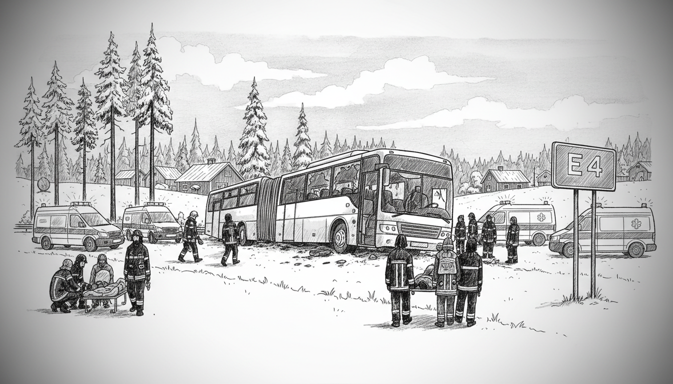 Sweden Bus Crash: 16 Hospitalized After E4 Accident