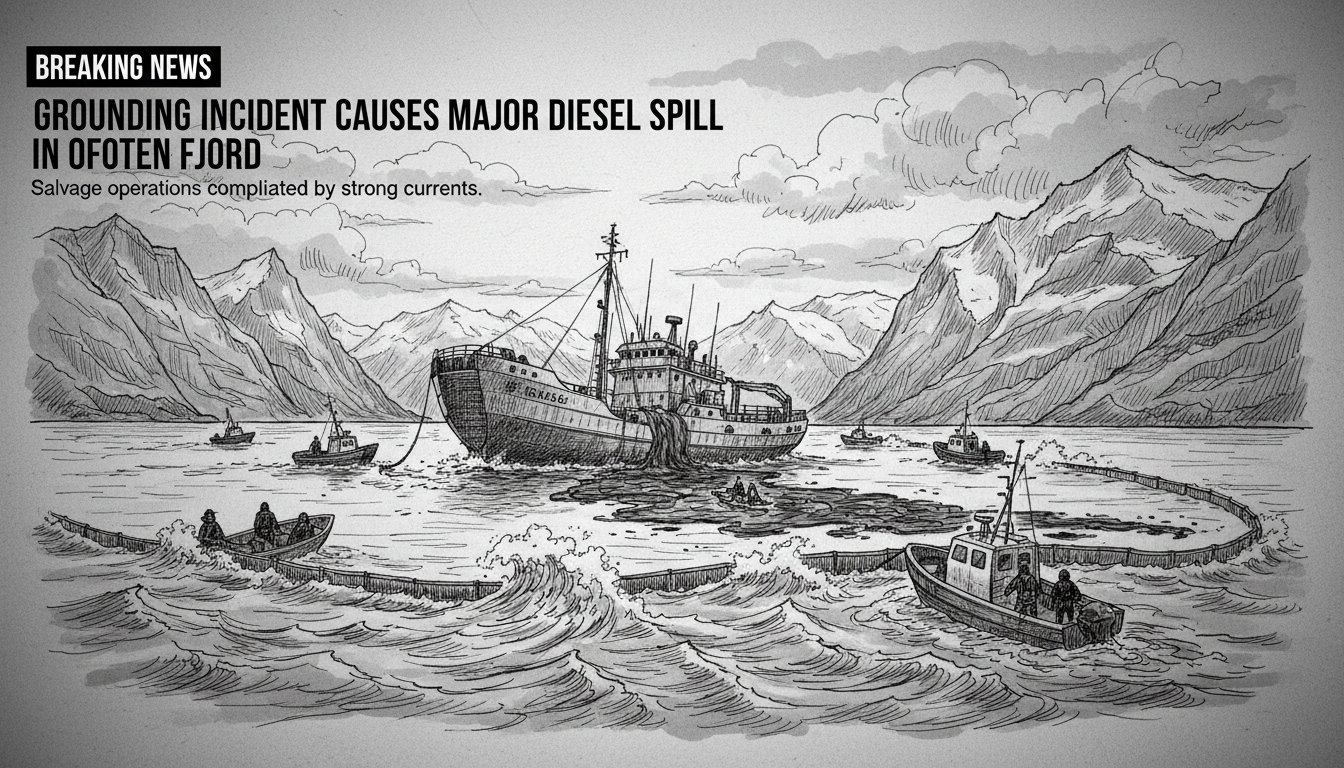 Grounding Incident Causes Major Diesel Spill in Ofoten Fjord